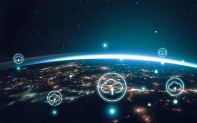 planeta tierra espacio iconos digitales de nubes