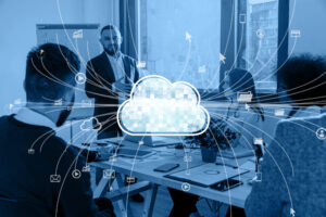 gente en oficina foto nube icono en medio