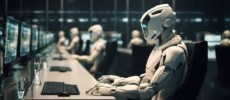 robos trabajando en ordenadores