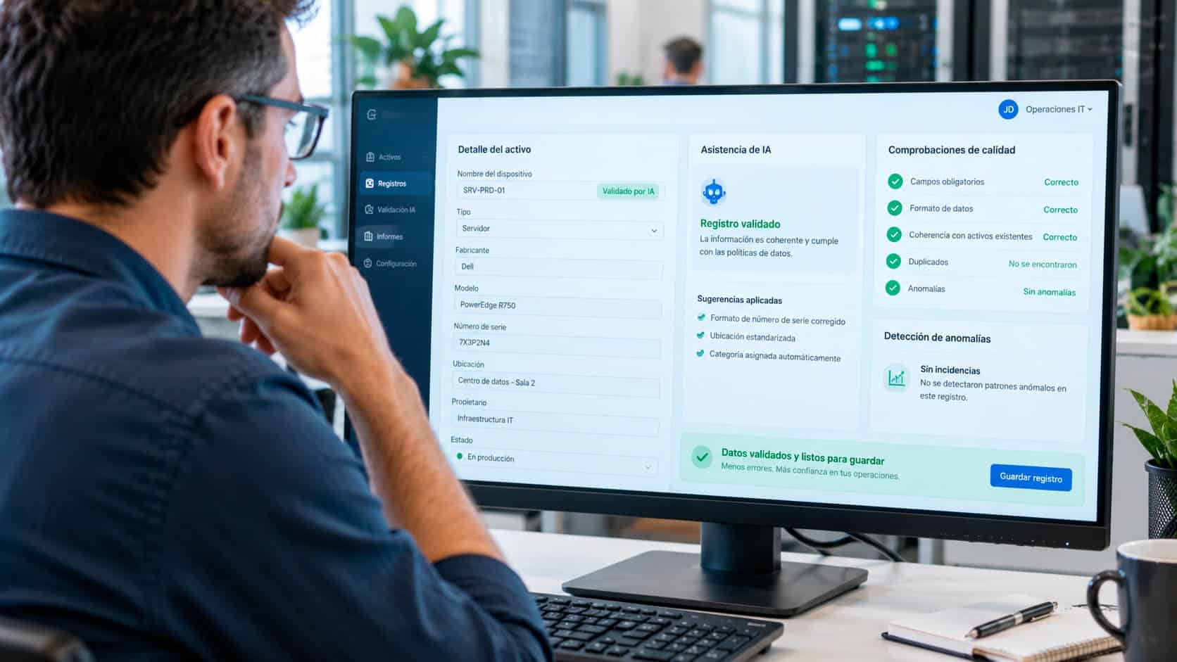 Hombre mirando fijamente su pantalla